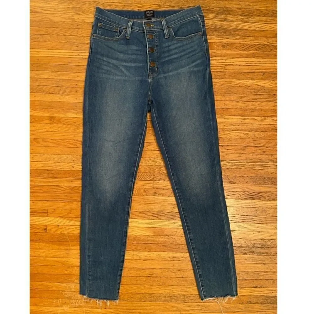 J. Crew High Rise Skinny raw hem jeans